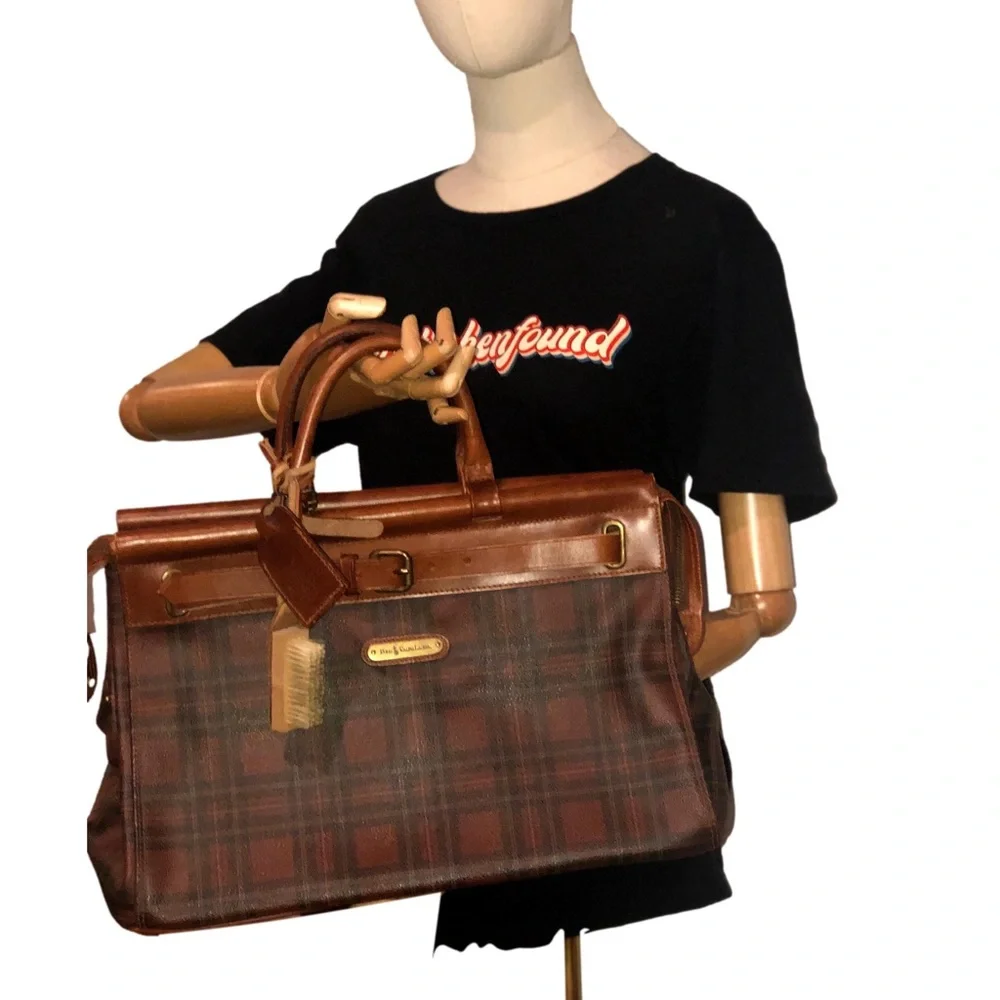 RALPH LAUREN Tartan Plaid Doctor's Boston Weekend Suitcase Briefcase Travel Bag